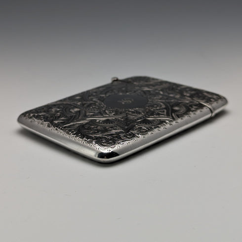 1898 British Antique Sterling Silver Card Case 75g Saunders and Shepherd